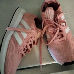 Pink and white women's adidas size 6